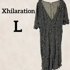 Xhilaration ストライプ柄オールインワン 【L】 柄物 半袖