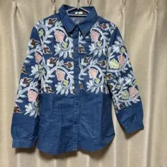 フラワー刺繍 長袖シャツ