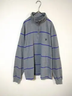 チャップス　CHAPS　長袖カットソー　メンズXL相当　ボーダー　半ジップアップ