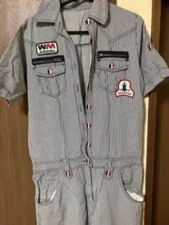 ストライプカバーオール パッチ付き