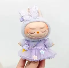 labubu ラブブ　ぬいぐるみ着　ワンピース　可愛い　3点セット　パープル