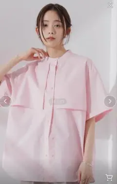 ナノ•ユニバース　ケープディティール半袖シャツ　ピンク　Fサイズ