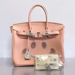 SWAROVSKI スワロフスキー ニコちゃん レザー 鍵付き バッグ ピンク