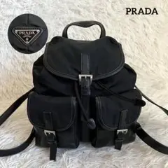 良品✨プラダ リュック 三角プレート ナイロン 黒 レザー