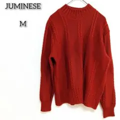 JUMINSESE 【M】 ニット セーター 模様編み 毛 ウール 日本製 赤