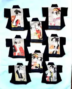 着物キルトトップ　(浮世絵)　8枚セット