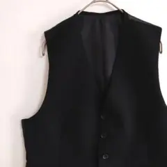 67　スーツベスト　M　黒　無地　ジレベスト