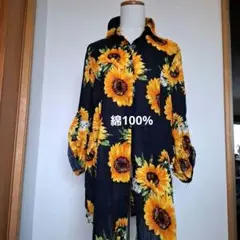 ファッションメッセージひまわり柄シャツジャケットUV