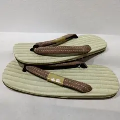 新品未使用　雪駄　メンズ　黒　日本製　牛革底　模様鼻緒　牛底　高級　夏祭