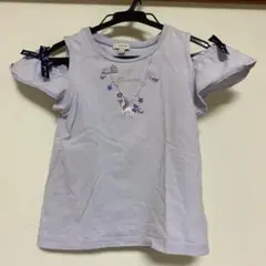 薄紫 オフショルダー Tシャツ ユニコーン　120 エニィファム