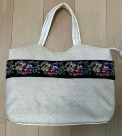 レイクアルスター　ハンドバッグ　花柄　ホワイト