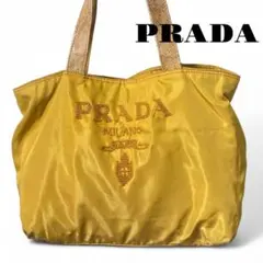 PRADA プラダ テスートナイロン ×リザード型押し　レザー ビーズ 刺繍
