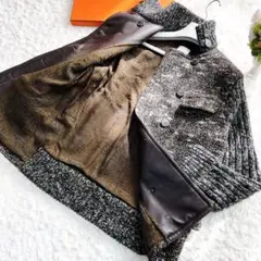 極美品 HERMES エルメス ブルゾン シルク ツイルレーヌ レザー ブルゾン