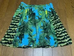 VERSACE FOR Hu0026Mワニ柄シルク絹ミニ スカート緑クロコダイル鰐クロコ