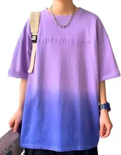 [Four leaf] メンズ Tシャツ 半袖 グラデーション　パープル　L