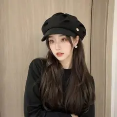 【冬物セール】ベレー帽　黒　レディース　ハンチング　帽子　かわいい　韓国