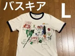 ユニクロ　Ｔシャツ　バスキア　リンガー　白×紺　Ｌ