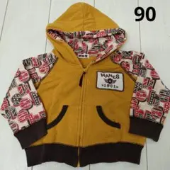 90㌢、フード付きジップアップパーカー、HANES、状態◎、インディアン