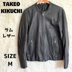 tk タケオキクチノーカラーシングルライダース ラムレザー ダブルジップ 黒 M
