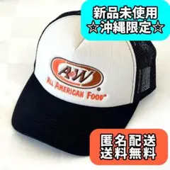 ‪☆沖縄限定‪☆ A&W ロゴ刺繍メッシュキャップ 黒ブラック 正規品 エンダー