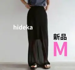 【新品 】しまむら　hideka シアーニットスカート Mサイズ　中黒　ブラック