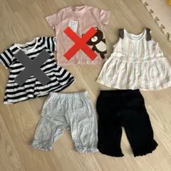 リボン　ストライプ　フリルパンツ　3点セット