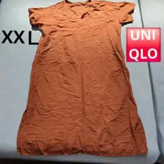 UNIQLO オレンジ 半袖ひざ丈ワンピース XXL