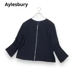 Aylesbury★ノーカラージップジャケット★ツイード★春アウター★レーヨン混