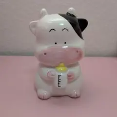 ファンシーレトロ　牛　陶器　貯金箱