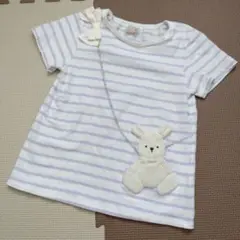 petit main ストライプウサギTシャツ