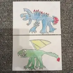 【子供の絵】ドラゴン手描きイラスト