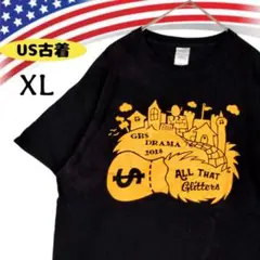 47081【アメリカ古着】ギルダン 半袖 Tシャツ 黒 XL 2018年 ドラマ