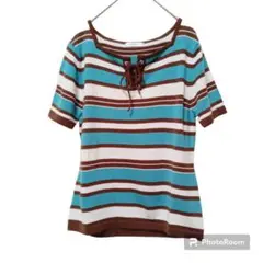 カットソー 【M】ボーダー 美品 レディース USED 古着 半袖