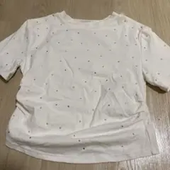 ホワイト ビーズ装飾 Tシャツ サイズ5