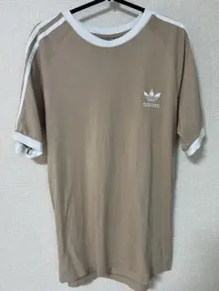 adidas original ベージュスリーストライプ Tシャツ　L