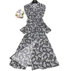 ★極美品　ローラアシュレイ　カシュクールベルテッドワンピース　和風❤︎花柄　M L