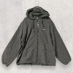 ヘッド マウンテンパーカー フード付 L 黒 チェック柄 ドローコード 3328