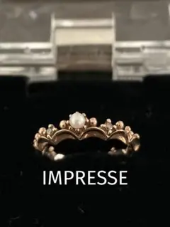 インプレッセ IMPRESSE パール、ダイヤ付リング ピンクゴールド K10