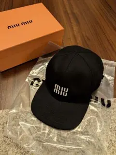 miu miu ブラック キャップ ドットリボン付き miu miu ブラック キャップ ドットリボン付き（MiuMiu(ミュウ