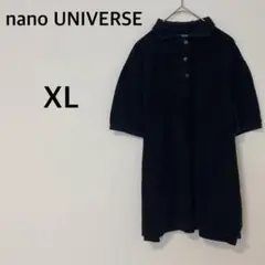 nano UNIVERSE半袖ポロシャツ大きいサイズ コットン100% ブラック