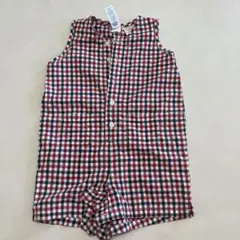 美品　GAP チェック柄ロンパース 6-12　80 タンクトップ　半袖　男女　夏