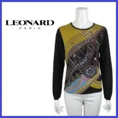 レオナール LEONARD 総柄 ニット セーター ラインストーン ニットソー