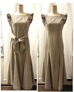 Ｍ美品　ウィルセレクション　リボン　ロング　グレー　カーキ　洗える