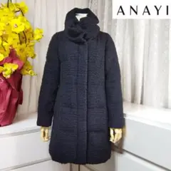美品 M アナイ モコモコ ネイビー ダウン ダウンコート