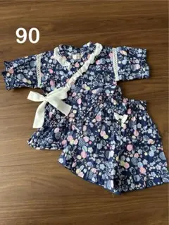 クーラクール　キティ　コラボ　甚平　ネイビー　紺色　夏物　ハローキティ　90