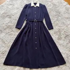 CORCOVADO 襟 ベルト 金ボタン プリーツ ロング ワンピース