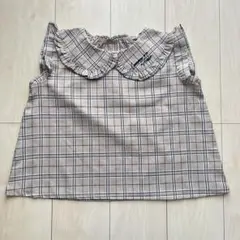 しまむらチェック柄フリルトップス 130cm