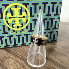 Tory Burch ロゴ入りリング ゴールド/ブラック