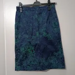 caph カーフ　ネイビー　グリーン　花柄　フラワー　タイト　スカート