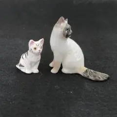 陶器製猫のミニチュアフィギュアセット